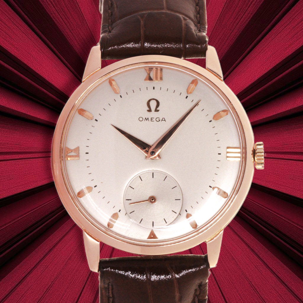 Omega Small Seconds - ref:2894 18kt Yellow Gold, 34mm, leather bracelets, omega Box our Warranty, Approx 1980