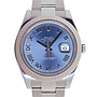 ROLEX 116334 Datejust, 18kt White gold & Oyster Steel Brac. Blu Roman, 6-24