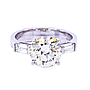 Anello solitario - Brillante naturale 3,11ct. ST-VS1, laterali 1,14ct. H-VS, oro bianco 18kt.